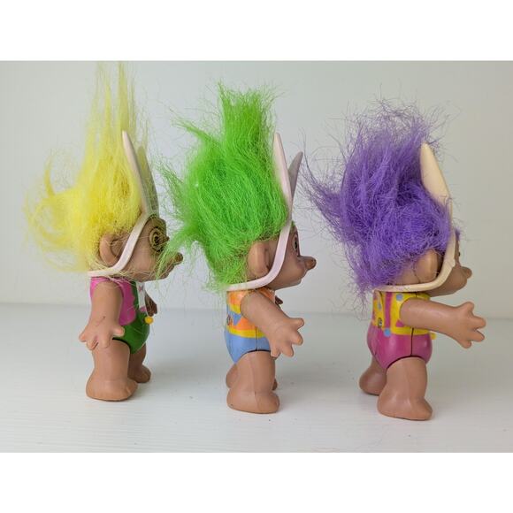 VTG 1992 Soma Troll Easter Bunny Troll Dolls Set 3 Light Up Eyes 4" Not Working - Picture 4 of 6